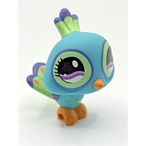 Peacock Bird #869 Littlest Pet Shop Hasbro LPS Purple Eyes Turquoise Toy